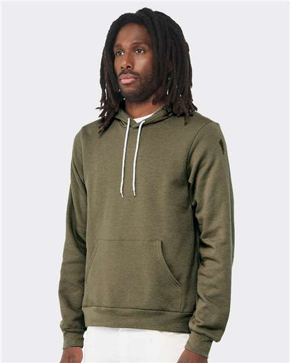 BELLA + CANVAS Sponge Fleece Hoodie 3719 Heather Olive Custom Embroidered Business Logo