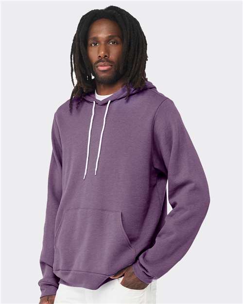 BELLA + CANVAS Sponge Fleece Hoodie 3719 Heather Team Purple Custom Embroidered Business Logo