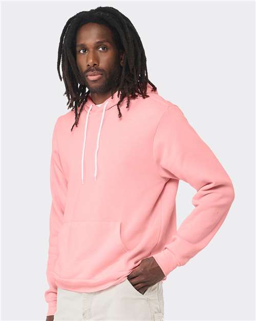 BELLA + CANVAS Sponge Fleece Hoodie 3719 Pink Custom Embroidered Business Logo
