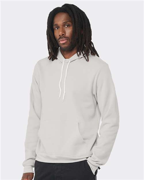 BELLA + CANVAS Sponge Fleece Hoodie 3719 Silver Custom Embroidered Business Logo