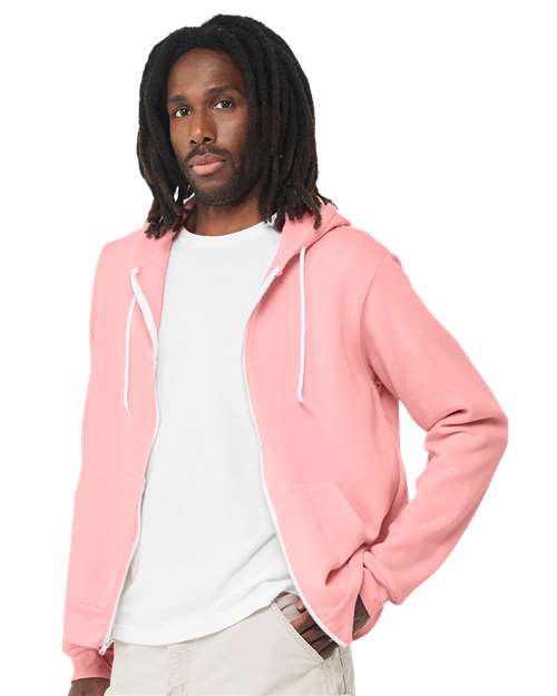 BELLA + CANVAS Sponge Fleece Full-Zip Hoodie 3739 Pink
