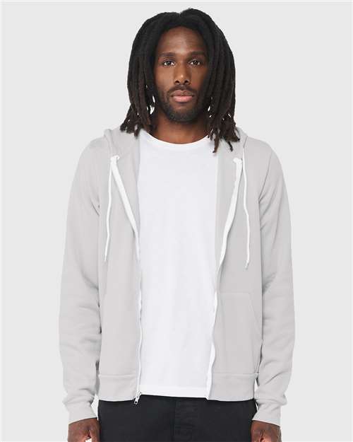 Custom Embroidered  BELLA + CANVAS Sponge Fleece Full-Zip Hoodie 3739 Silver