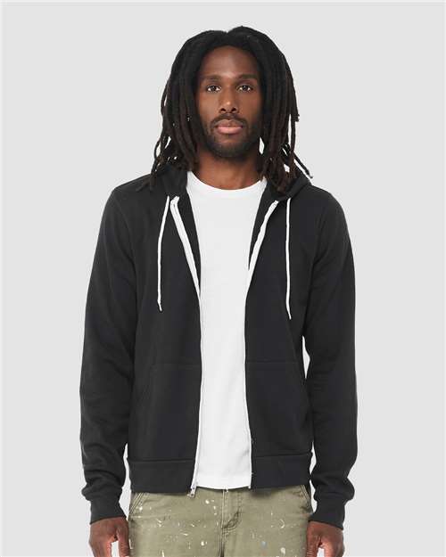 Custom Embroidered  BELLA + CANVAS Sponge Fleece Full-Zip Hoodie 3739 Vintage Black