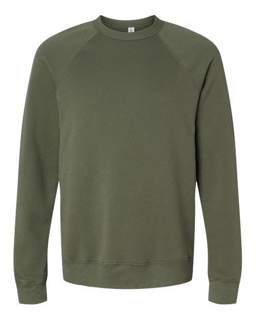 BELLA + CANVAS Sponge Fleece Raglan Crewneck Sweatshirt 3901 Custom Embroidered Business Logo