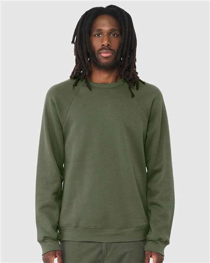 BELLA + CANVAS Sponge Fleece Raglan Crewneck Sweatshirt 3901 Custom Embroidered Business Logo