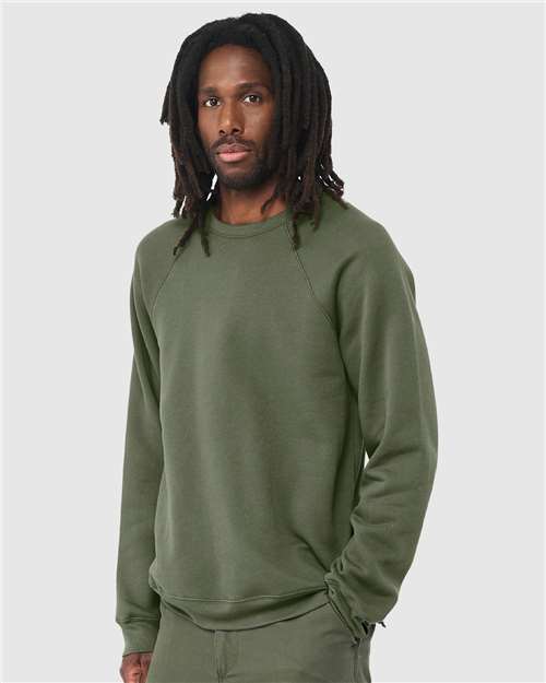 BELLA + CANVAS Sponge Fleece Raglan Crewneck Sweatshirt 3901 Custom Embroidered Business Logo