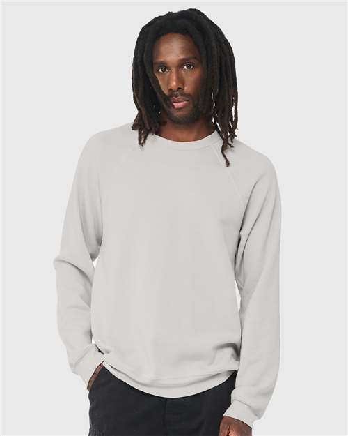 Custom Embroidered  BELLA + CANVAS Sponge Fleece Raglan Crewneck Sweatshirt 3901 Silver