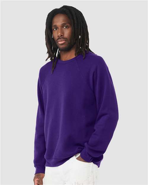 BELLA + CANVAS Sponge Fleece Raglan Crewneck Sweatshirt 3901 Custom Embroidered Business Logo