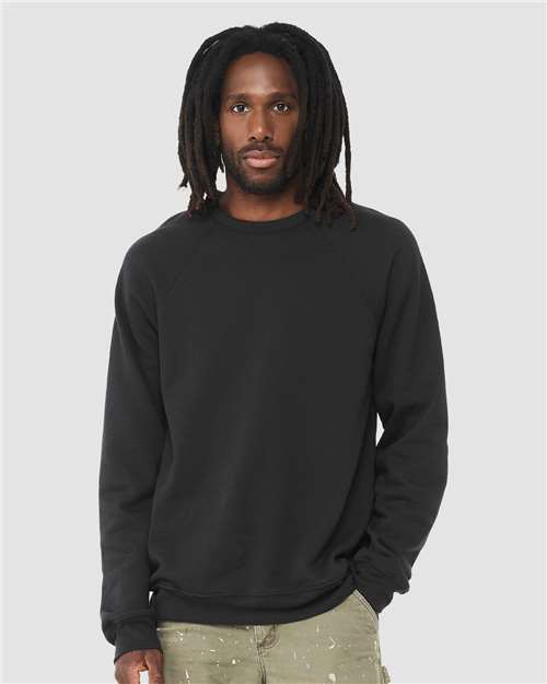 Custom Embroidered  BELLA + CANVAS Sponge Fleece Raglan Crewneck Sweatshirt 3901 Vintage Black