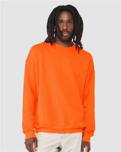 Custom Embroidered  BELLA + CANVAS Sponge Fleece Drop Shoulder Crewneck Sweatshirt 3945 Orange