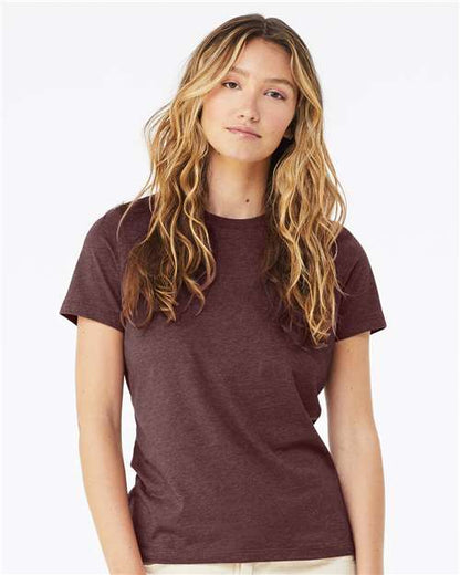 Custom Embroidered  BELLA + CANVAS Women’s Relaxed Fit Heather CVC Tee 6400CVC Heather Maroon