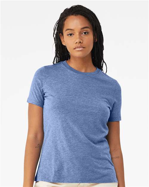 Custom Embroidered  BELLA + CANVAS Women’s Relaxed Fit Triblend Tee 6413 Blue Triblend