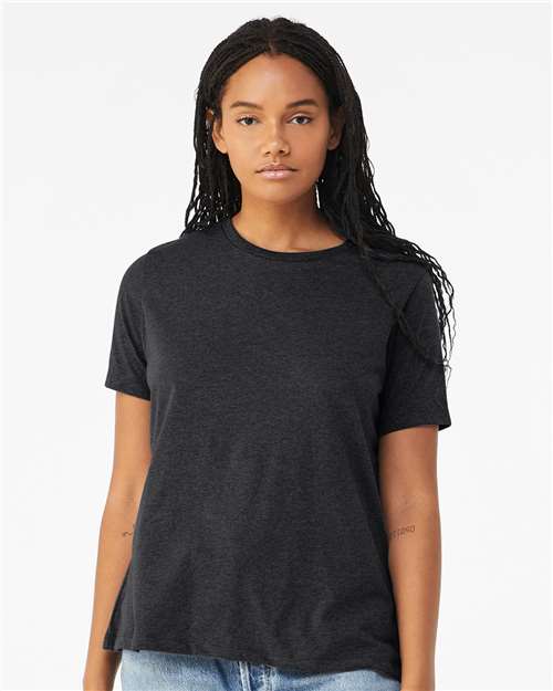 Custom Embroidered  BELLA + CANVAS Women’s Relaxed Fit Triblend Tee 6413 Solid Dark Grey Triblend