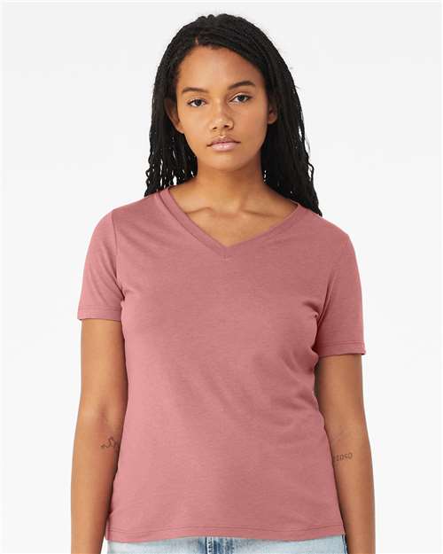 BELLA + CANVAS Women's Relaxed Triblend Short Sleeve V-Neck Tee 6415 Custom Embroidered Business Logo