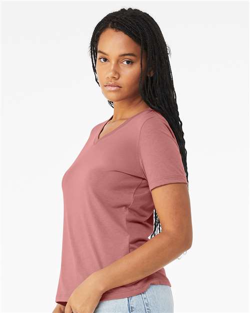 BELLA + CANVAS Women's Relaxed Triblend Short Sleeve V-Neck Tee 6415 Custom Embroidered Business Logo