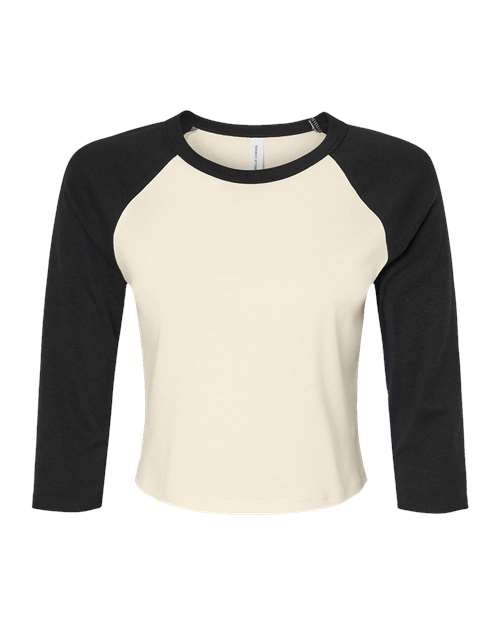 BELLA + CANVAS Women's Micro Rib 3/4 Raglan Sleeve Baby Tee 1200 Custom Embroidered Business Logo