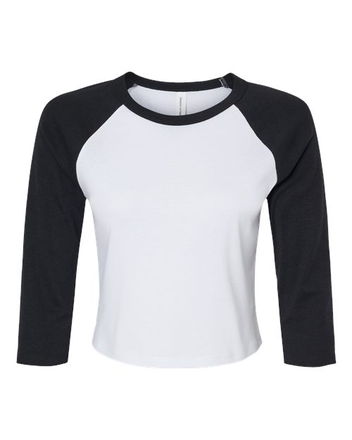 BELLA + CANVAS Women's Micro Rib 3/4 Raglan Sleeve Baby Tee 1200 Custom Embroidered Business Logo