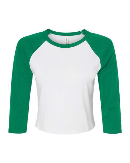 BELLA + CANVAS Women's Micro Rib 3/4 Raglan Sleeve Baby Tee 1200 Custom Embroidered Business Logo