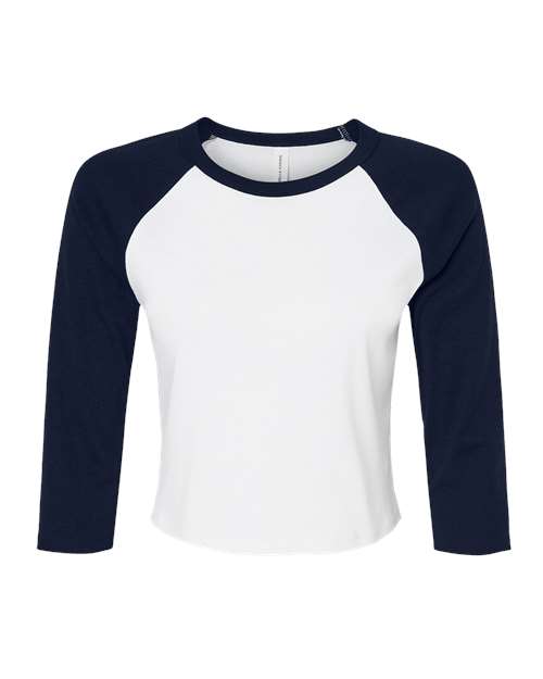 BELLA + CANVAS Women's Micro Rib 3/4 Raglan Sleeve Baby Tee 1200 Custom Embroidered Business Logo