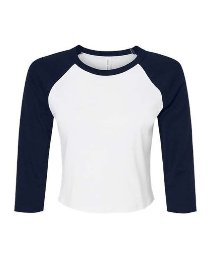 BELLA + CANVAS Women's Micro Rib 3/4 Raglan Sleeve Baby Tee 1200 Custom Embroidered Business Logo