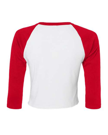 BELLA + CANVAS Women's Micro Rib 3/4 Raglan Sleeve Baby Tee 1200 Custom Embroidered Business Logo