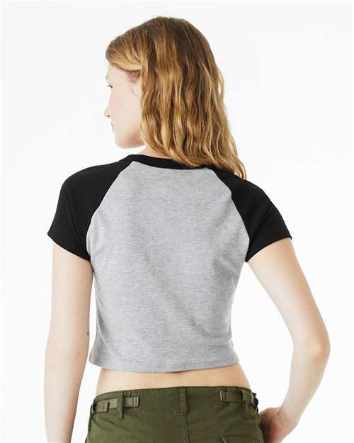 BELLA + CANVAS Women's Micro Rib Raglan Baby Tee 1201 Custom Embroidered Business Logo