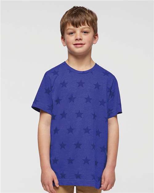 Custom Embroidered  Code Five Youth Star Print Tee 2229  