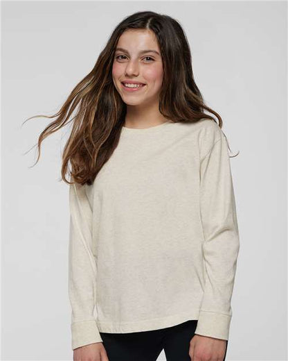 LAT Youth Fine Jersey Long Sleeve Tee 6201 Natural Heather