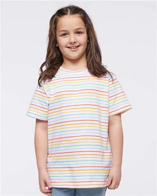 LAT Youth Fine Jersey Tee 6101 Rainbow Stripe