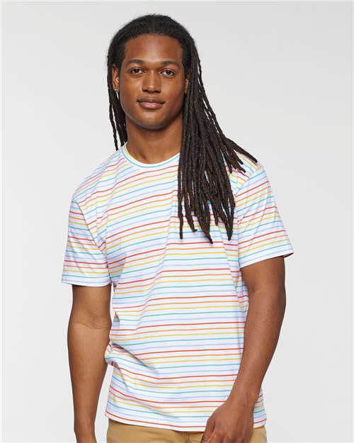 Custom Embroidered  LAT Fine Jersey Tee 6901 Rainbow Stripe