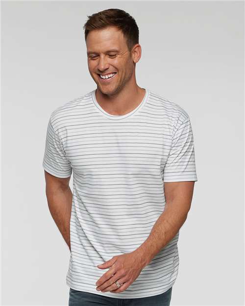 Custom Embroidered  LAT Fine Jersey Tee 6901 Shadow Stripe
