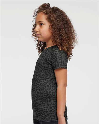 LAT Girls' Fine Jersey Tee 2616 Black Leopard