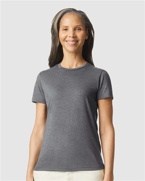 Gildan Softstyle® Women’s T-Shirt 64000L Graphite Heather Custom Embroidered Business Logo