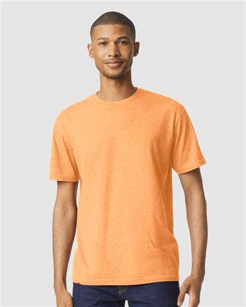 Custom Embroidered  Gildan Softstyle® CVC T-Shirt 67000 Tangerine Mist