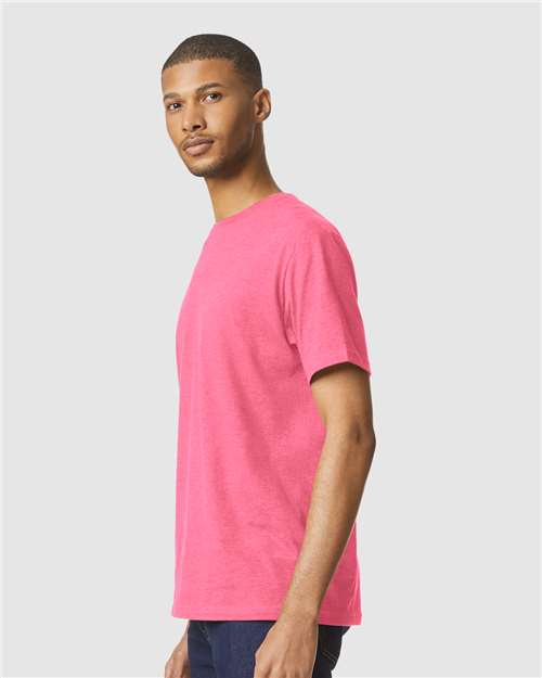 Gildan Softstyle® CVC T-Shirt 67000 Pink Lemonade Mist Custom Embroidered Business Logo