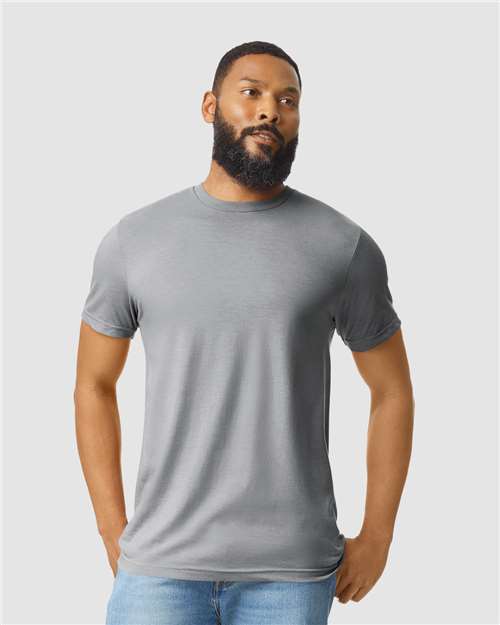 Gildan Softstyle® CVC T-Shirt 67000 Sport Grey Custom Embroidered Business Logo