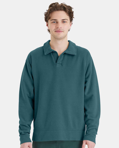 ComfortWash by Hanes Garment-Dyed Polo Collar Sweatshirt GDH490