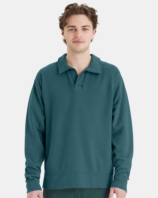 ComfortWash by Hanes Garment-Dyed Polo Collar Sweatshirt GDH490