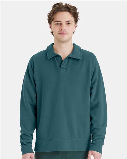 ComfortWash by Hanes Unisex Garment-Dyed Polo Collar Sweatshirt 11687