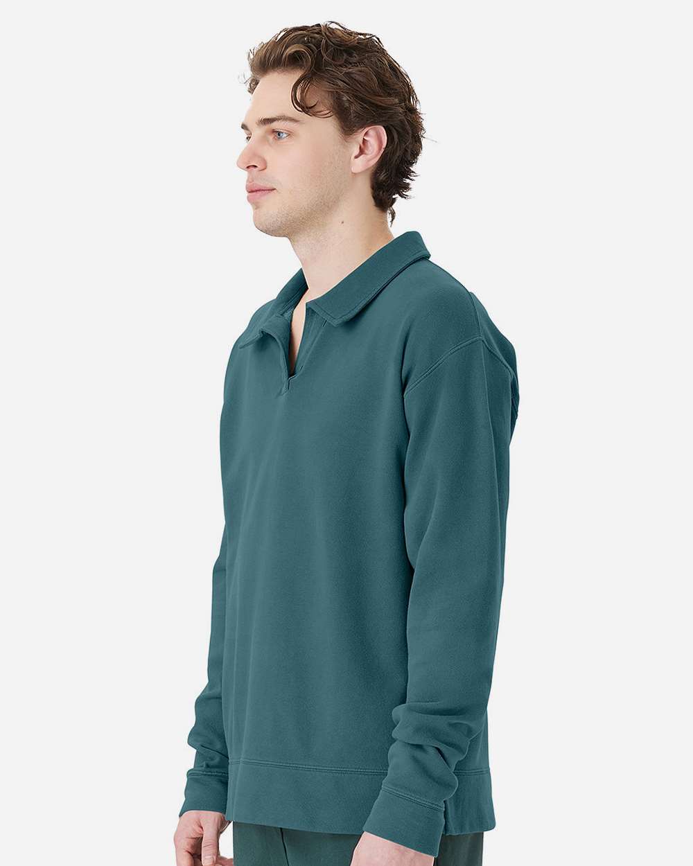 ComfortWash by Hanes Garment-Dyed Polo Collar Sweatshirt GDH490