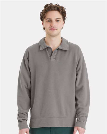 Custom Embroidered  ComfortWash by Hanes Garment-Dyed Polo Collar Sweatshirt GDH490  