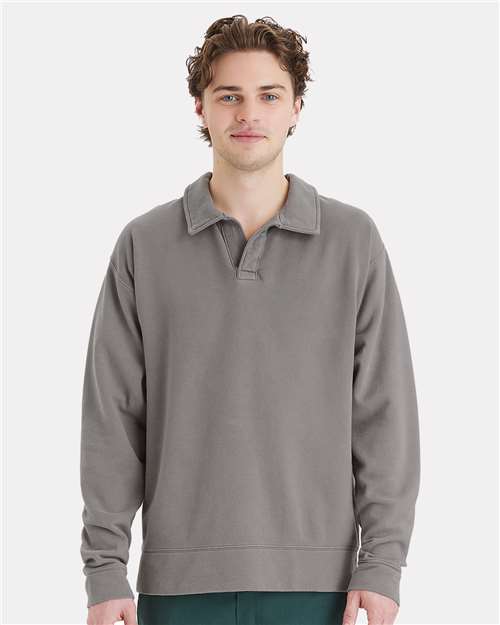 Custom Embroidered  ComfortWash by Hanes Garment-Dyed Polo Collar Sweatshirt GDH490  
