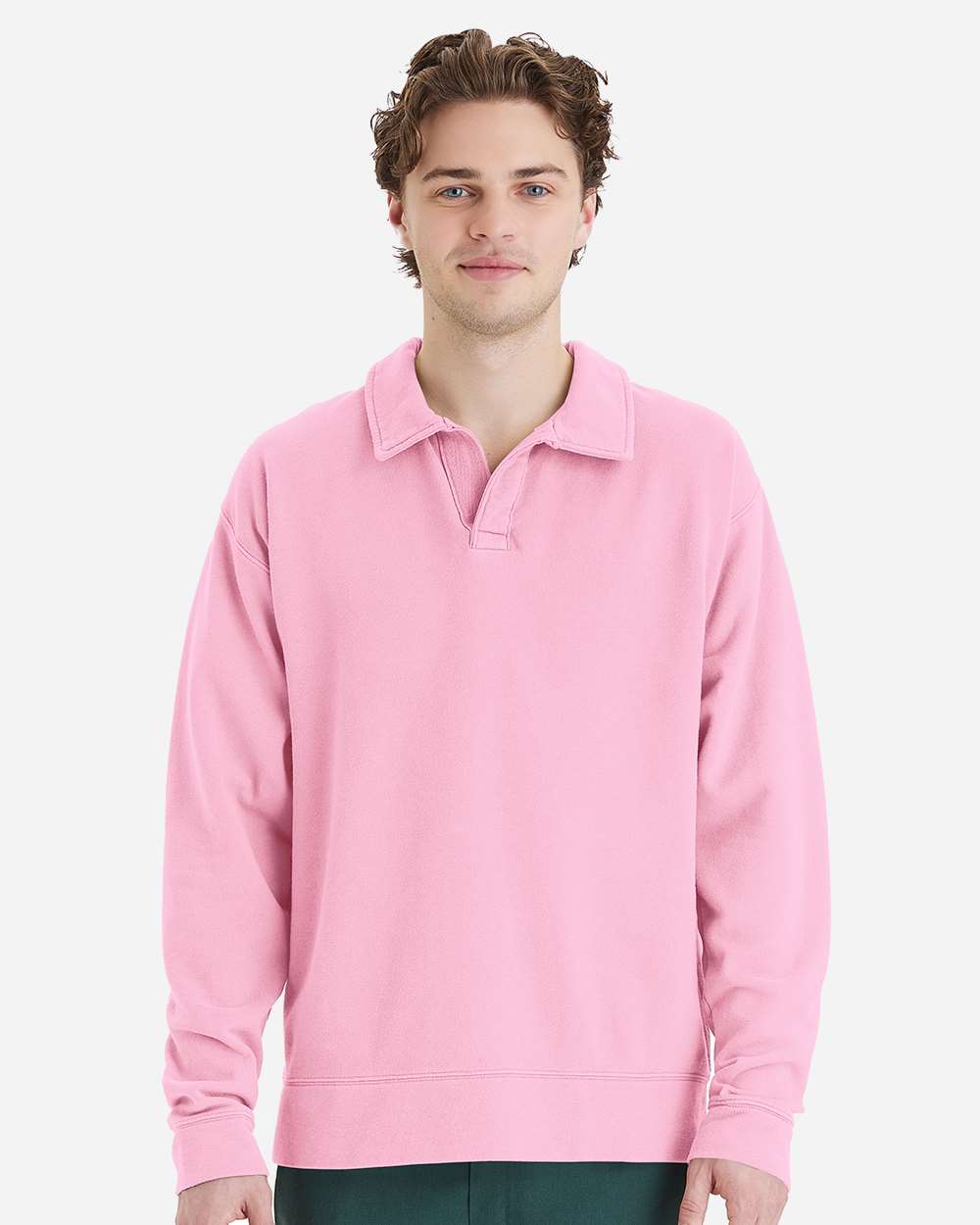 ComfortWash by Hanes Garment-Dyed Polo Collar Sweatshirt GDH490