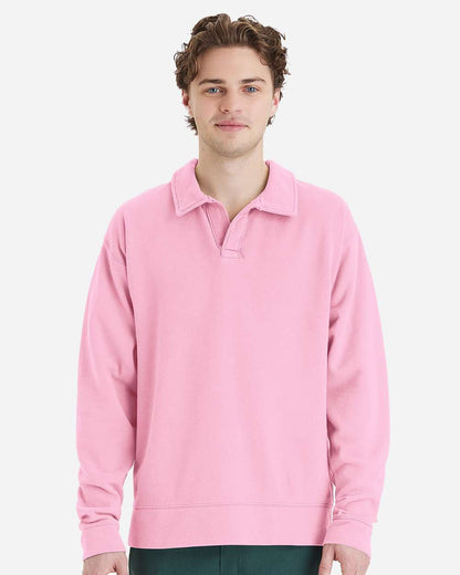 ComfortWash by Hanes Garment-Dyed Polo Collar Sweatshirt GDH490