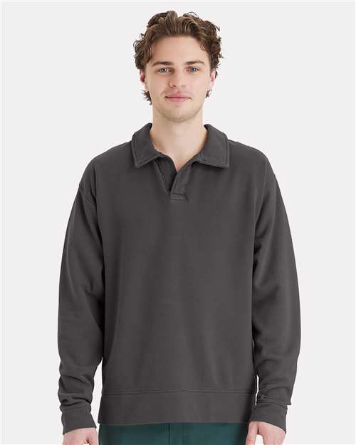 Custom Embroidered  ComfortWash by Hanes Garment-Dyed Polo Collar Sweatshirt GDH490  