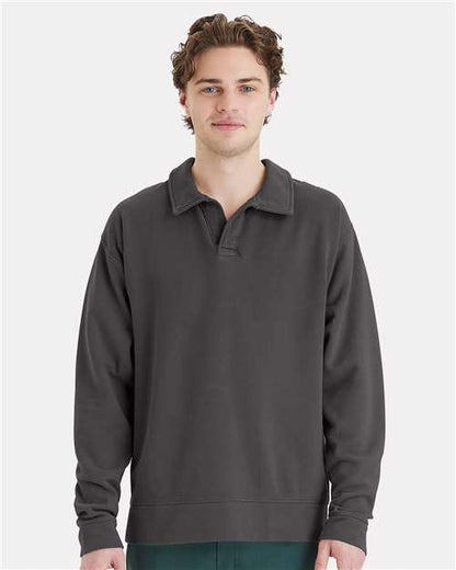 Custom Embroidered  ComfortWash by Hanes Garment-Dyed Polo Collar Sweatshirt GDH490  