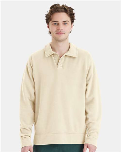 Custom Embroidered  ComfortWash by Hanes Garment-Dyed Polo Collar Sweatshirt GDH490  