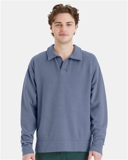 Custom Embroidered  ComfortWash by Hanes Garment-Dyed Polo Collar Sweatshirt GDH490  