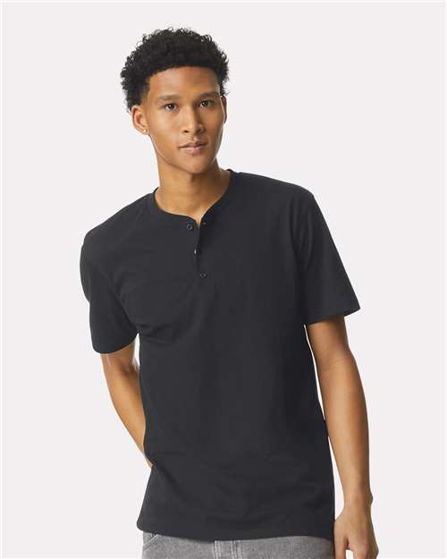 Custom Embroidered  American Apparel CVC Henley Tee 2004CVC  