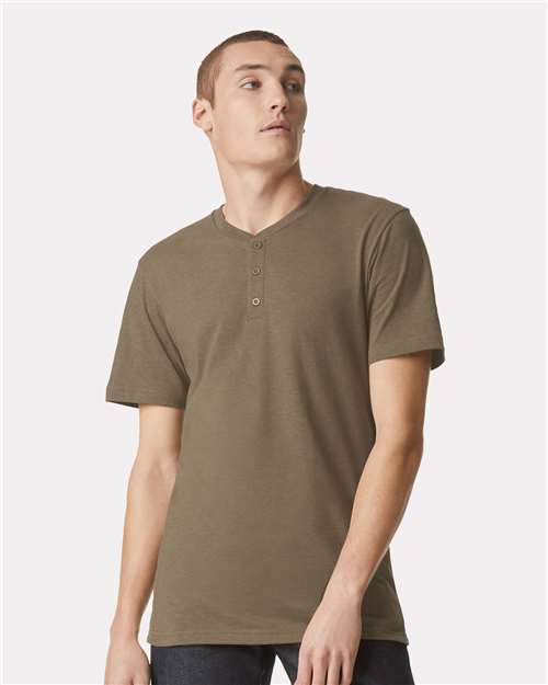 Custom Embroidered  American Apparel CVC Henley Tee 2004CVC  